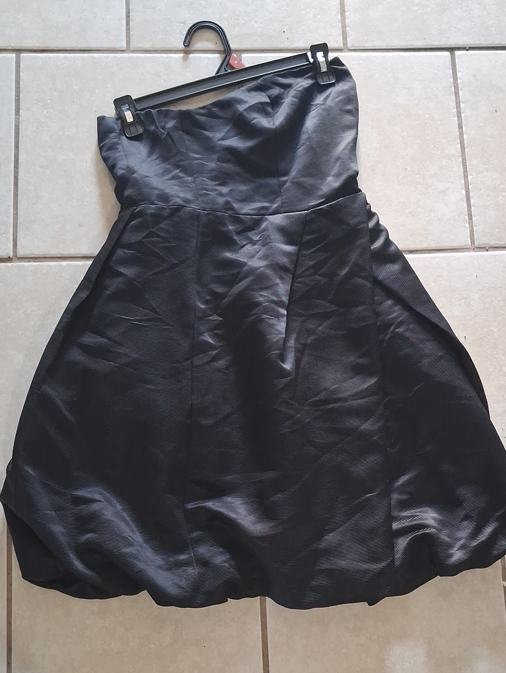 Express Womens Sz 0 Black Satin Strapless Bubble Mini Dress